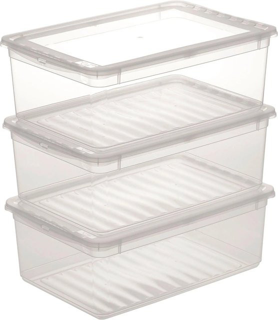 Modern Living Aufbewahrungsboxen-Set Beate, 3-teilig, transparent, mit Deckel, stapelbar, Kunststoff, Volumen: 11 l - Bild 1