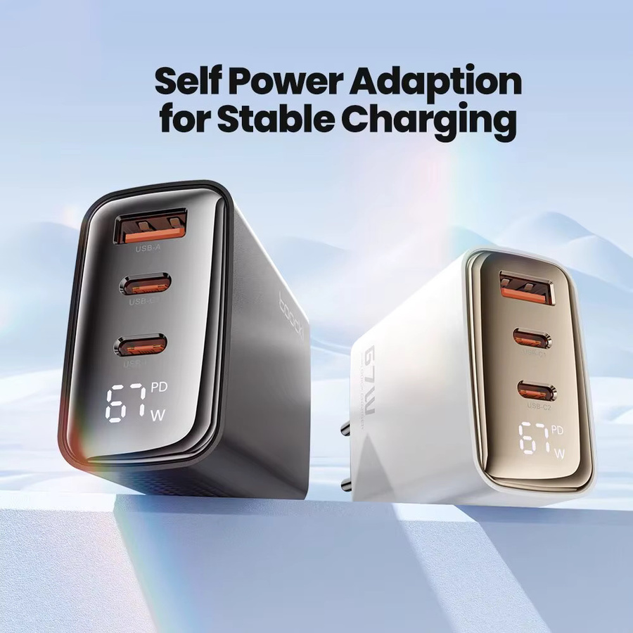 Toocki 67 W GaN USB Typ C Ladegerät mit Digitalanzeige in Schwarz für MacBook, Laptop, iPad und iPhone mit PPS PD QC4.0 Schnellladung - Bild 4