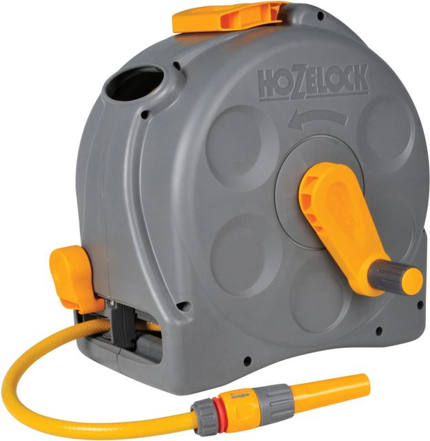 Hozelock Compact Reel 2in1 Schlauchtrommel mit 25 m Schlauch in Grau und Gelb - Bild 1