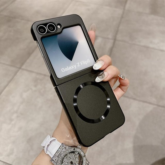 Luxus Matte Hartschale mit MagSafe Magnetisch für Samsung Galaxy Z Flip 7 6 5 4 3 Stoßfeste Dünne Hülle Schwarz - Bild 1