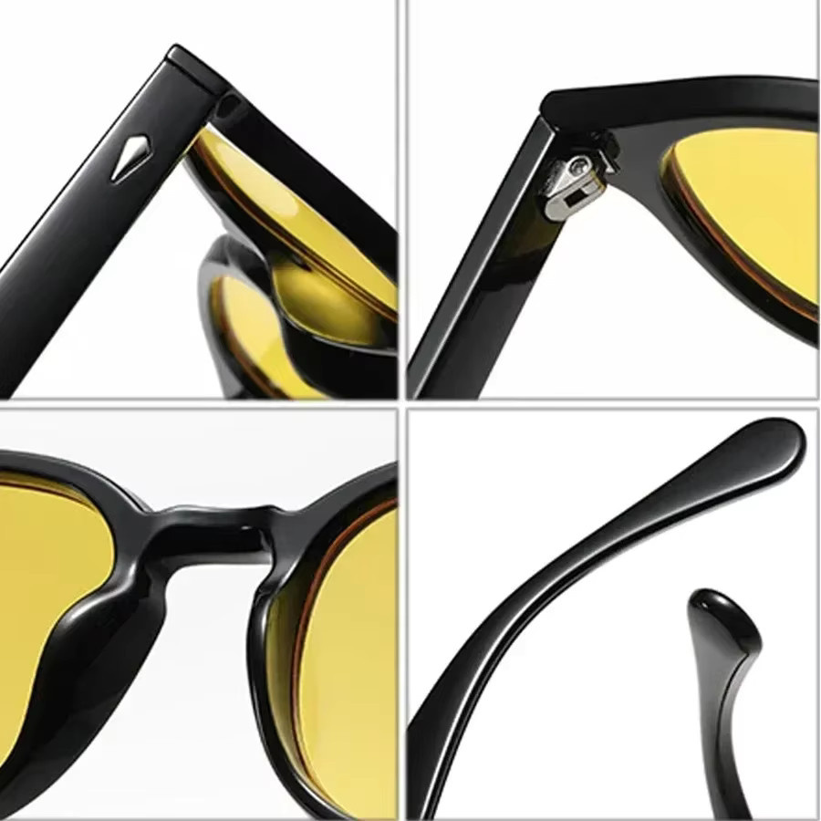 JNPCXI Sonnenbrille, Rund, Vollrand, Kunststoff, Gelb, Schwarz, Unisex - Bild 3