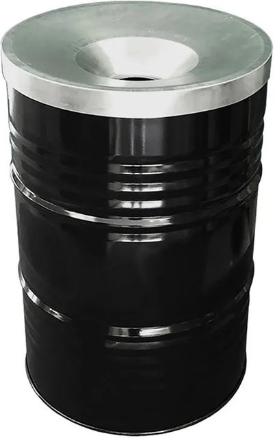 PROREGAL Abfalltonne aus Metall mit flammhemmendem Deckel, 200 Liter, Schwarz, H x B x T: 87 x 57 x 57 cm - Bild 1