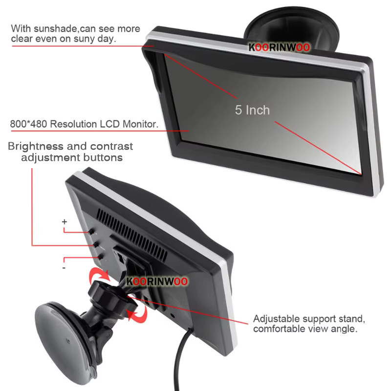 Koorinwoo Intelligentes Parkassistenten-System mit dynamischen Trajektorien-Parksensoren und Rückspiegelkameras für vorne und hinten, Schwarz - Bild 3