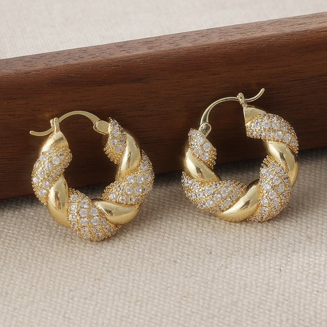 Futz Creolen, Zirkonia, Gold, Damen - Bild 1