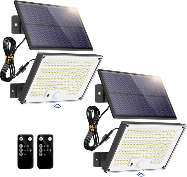 Wasserdichte Solar Wandleuchte mit 172 LED und Bewegungssensor in Schwarz und Weiß für die Gartenbeleuchtung - Bild 1