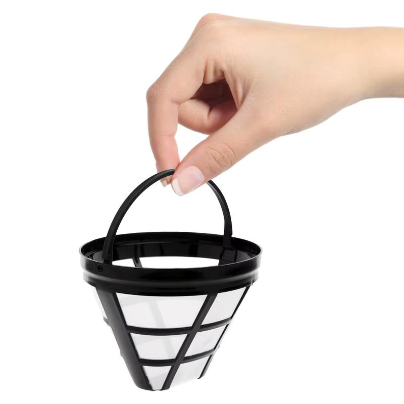 Wiederverwendbarer Kaffee-Filter aus Edelstahl und Nylon mit feinem Mesh-Sieb in Kegelform, erhältlich in Silber oder Schwarz - Bild 2