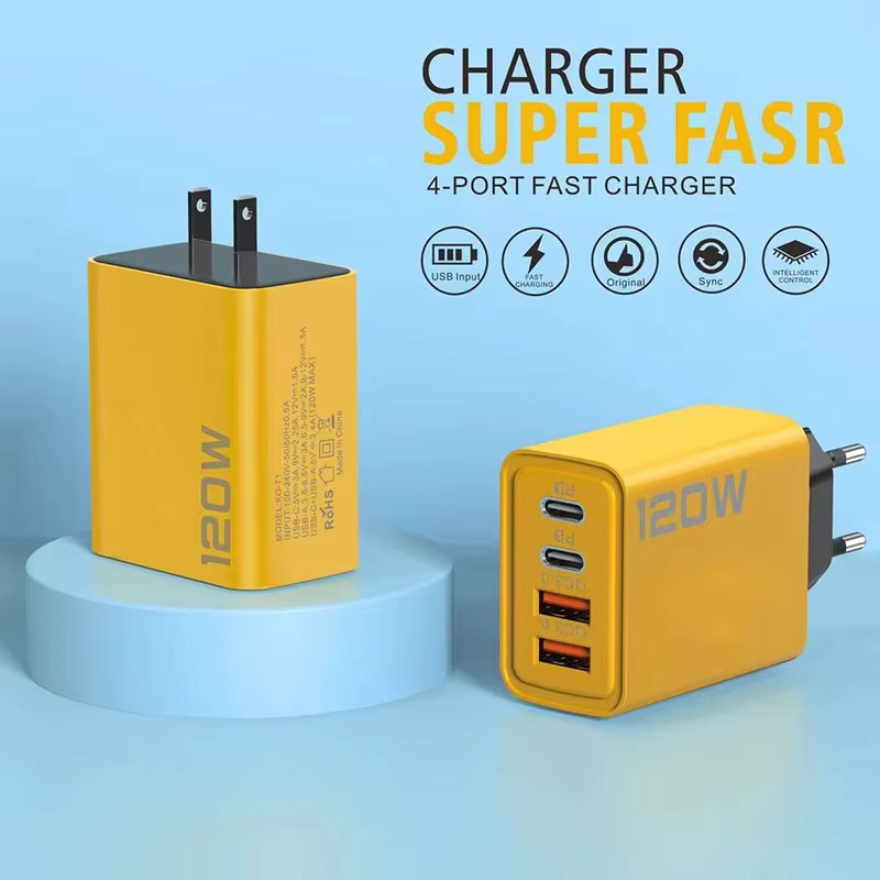 120W USB-C PD Schnellladegerät mit 4 Ports für iPhone, Samsung, Xiaomi und Huawei - Bild 1