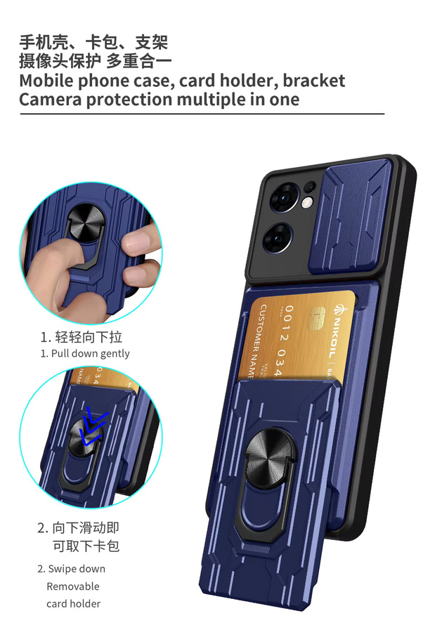 Magnetische Handyhülle für OPPO Reno 6 5 7 Reno 8 Pro Plus F21 Pro Find X3 X5 Lite mit Kartensteckplatz und rotierbarem Autohalter - Bild 4