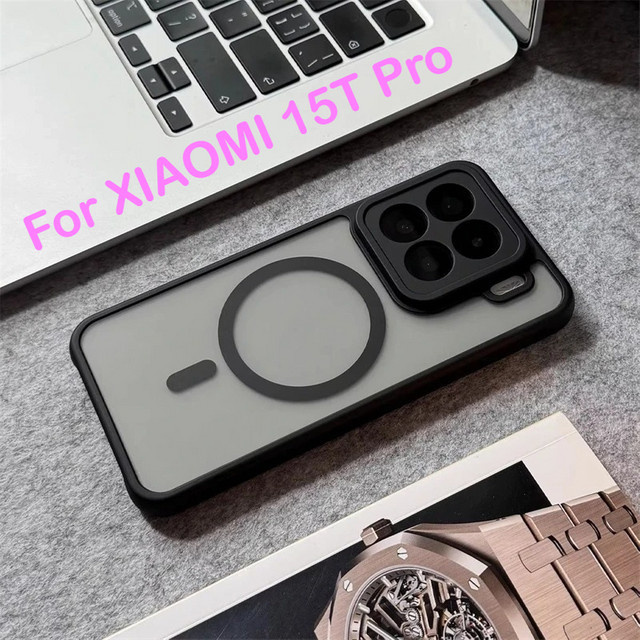 Stoßfeste MagSafe kompatible Schutzhülle aus mattem Acryl und hartem PC für Xiaomi 15, 14T Pro und 17 Pro Max in Transparent oder Schwarz - Bild 1