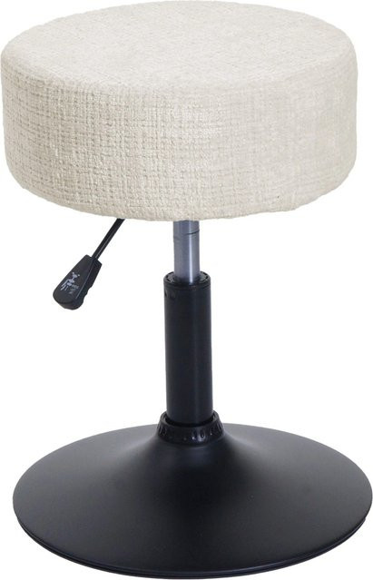 MCW Sitzhocker C22 höhenverstellbar und drehbar mit Chenille-Stoffbezug in Creme-Weiß, Durchmesser: 37 cm - Bild 1