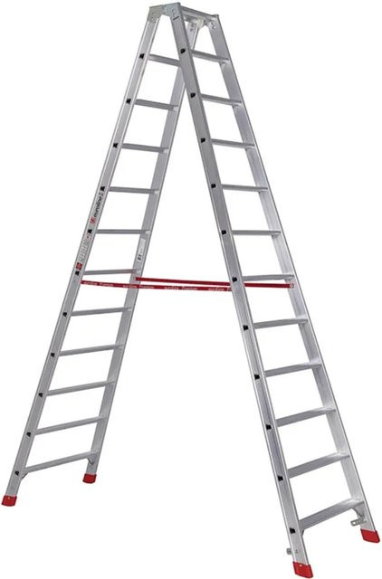 Euroline Premium 30577 Stufenstehleiter aus Aluminium in Silber mit 2x12 Stufen - Bild 1
