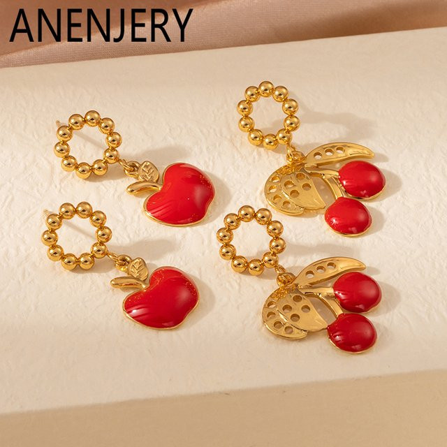 ANENJERY Ohrringe, Edelstahl, Perle, Gold, Damen - Bild 1