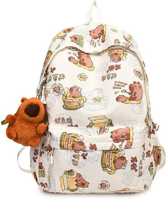 Fanchila Capybara Rucksack in Weiß für Schule, Laptop und Reisen - Bild 1