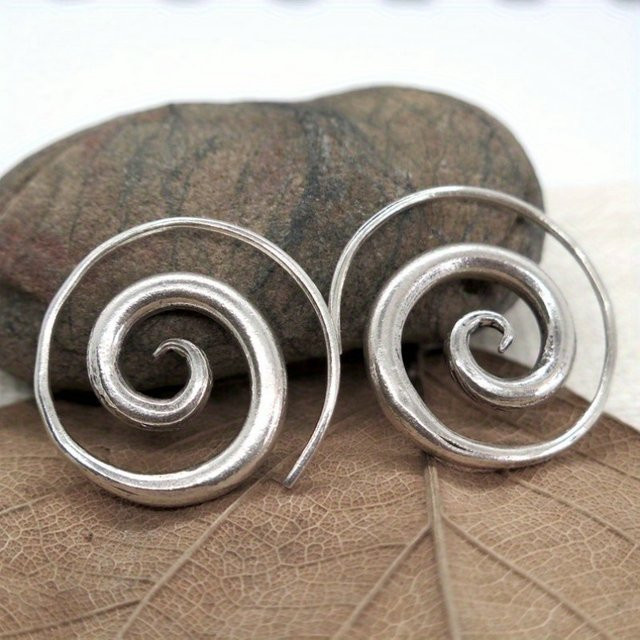 Ohrringe silberfarben, Metall, Geometrie Spirale, Damen - Bild 1