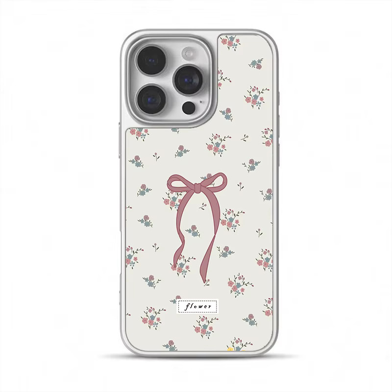 DecoPhone Stoßfeste Handyhülle mit rosa Blumendruck und silbernem Rand für iPhone 17, 16, 15, 14 Pro Max - Bild 5