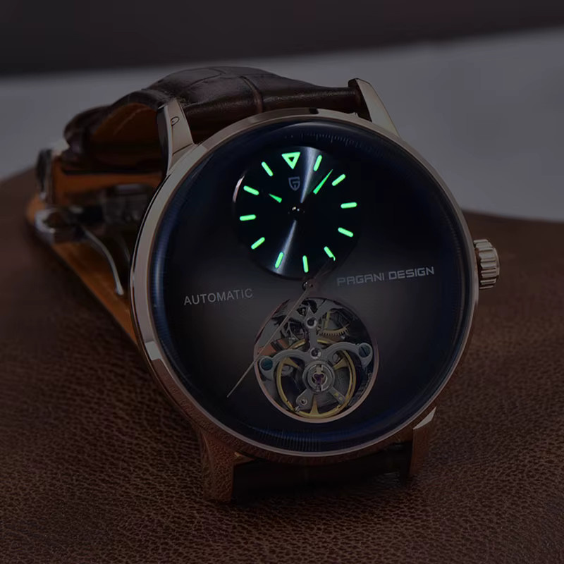 PAGANI DESIGN Armbanduhr Automatik, Leder, 42 mm, Herren, Roségold - Bild 3