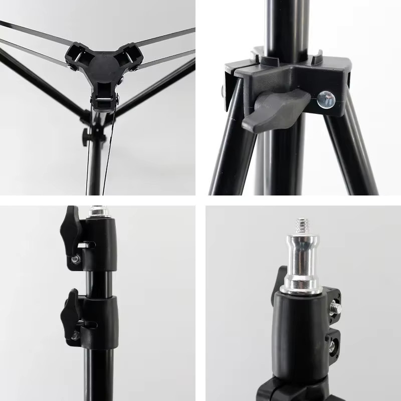 Tragbares Fotostativ aus Aluminiumlegierung in Schwarz mit 1/4 Zoll Schraube für Softbox, LED-Ringlicht, Telefon und Kamera - Bild 2