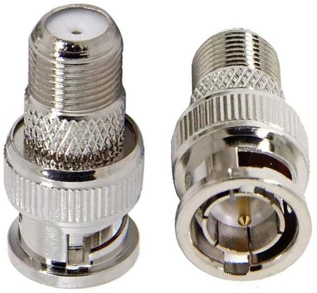 FRHY 5er Set BNC-Stecker auf F-Typ-Buchse Koaxial-Adapter für CCTV-Kameras RG59/RG6 75 Ohm in Silber - Bild 1