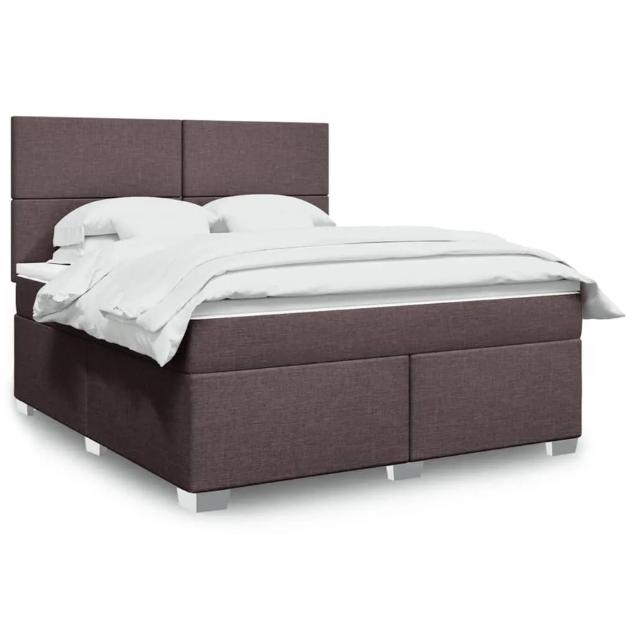 vidaXL Boxspringbett mit Matratze Dunkelbraun B/T/H: 180 x 200 x 140,5 cm mit USB-Ladeport und Unterbettbeleuchtung - Bild 2