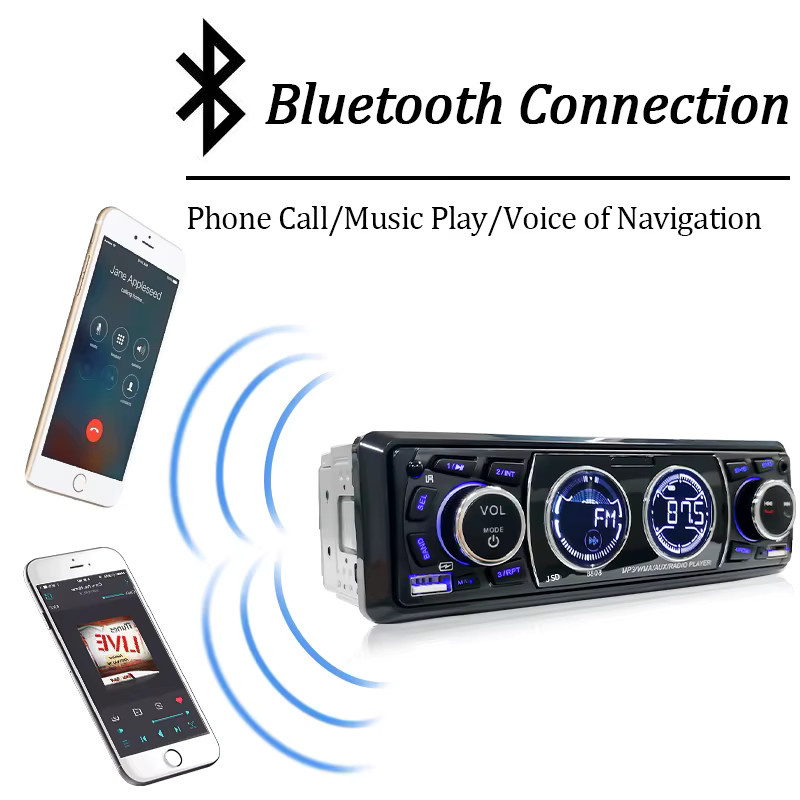 Hippcron 1DIN Autoradio mit Bluetooth, MP3-Player und FM Radio in Schwarz mit USB, AUX und TF-Kartenslot für 12/24V - Bild 3