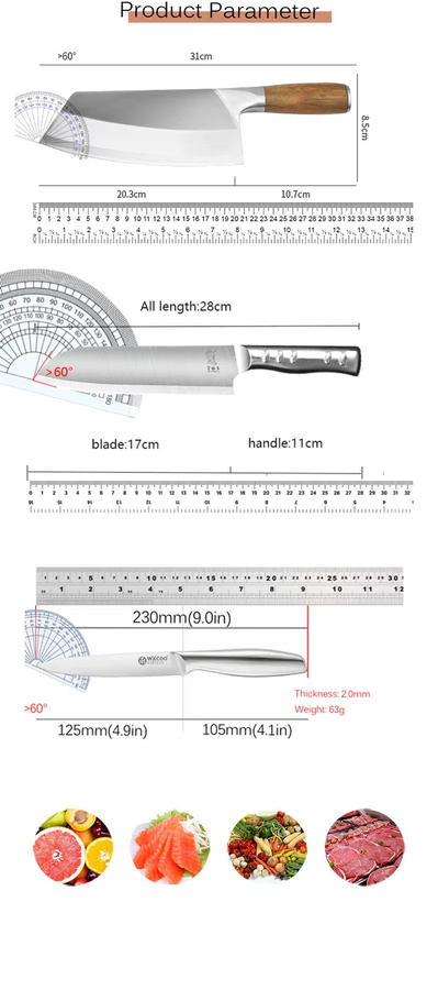 WXCOO Santoku-Küchenmesser aus Silber mit ergonomischem Holzgriff, 17,78 cm - Bild 3