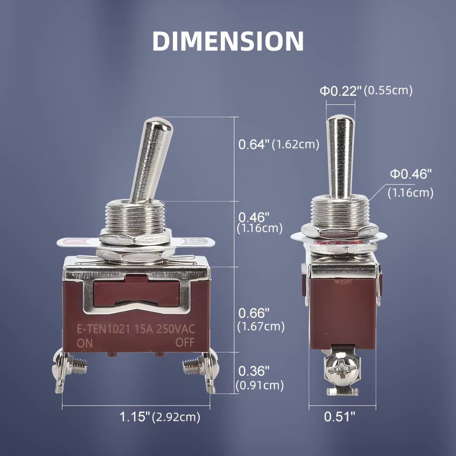 ELECAPITAL Wasserdichter Marine-Kippschalter SPST 2-polig EIN/Aus Set mit 2 oder 4 Stück für Auto und Yacht 12 V DC 30 A / 250 V AC 15 A - Bild 3