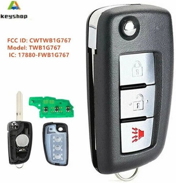 Keyecu Remote Flip Auto Schlüsselanhänger 434 MHz für Nissan Rogue 2015-2018 mit PCF7961M Chip CWTWB1G767 TWB1G767 28268-4CB1A in Schwarz - Bild 1