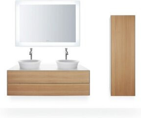Duravit Halbhochschrank White Tulip in Weiß Hochglanz mit Glastür und LED-Beleuchtung, B/T/H: 40 x 36 x 132 cm - Bild 1