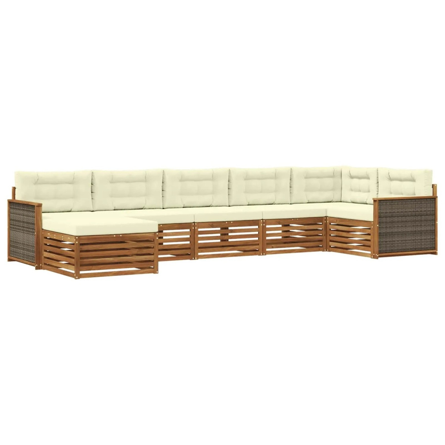 vidaXL Outdoor-Sofagarnitur aus Massivholz Akazie mit 7 Kissen in Natur und Creme - Bild 2