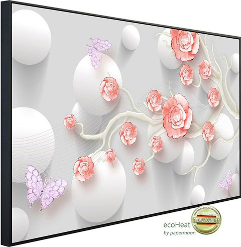 papermoon Infrarotheizung EcoHeat Abstrakt 3D Effekt mit Blumen in Bunt mit App-Steuerung und Überhitzungsschutz, B/H/T: 60 x 50 x 50 cm - Bild 1