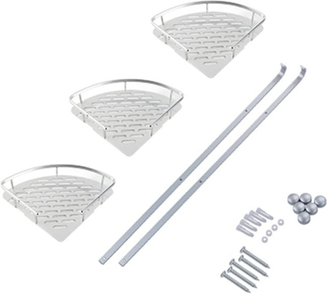 CosyHome Eckregal für die Dusche, Dreieckiges Wandregal aus Metall für das Badezimmer, Schwarz/Weiß/Silber - Bild 1