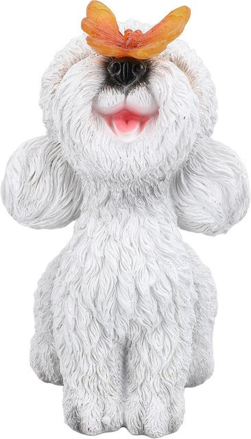 Koogeelife Solarhunde Garten Deko Statuen mit wechselndem LED-Licht in Weiß für den Außenbereich - Bild 1