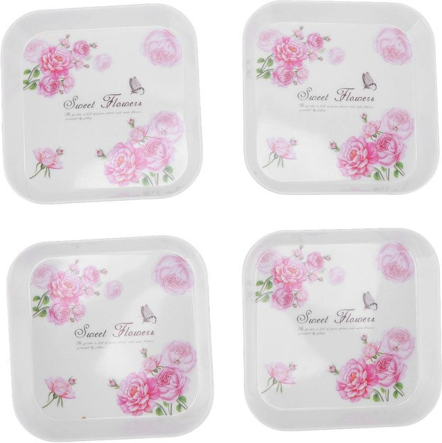 CosyHome 4er-Set Multifunktionale Dessertschalen und Obst-Snackteller aus Melamin in Weiß - Bild 1