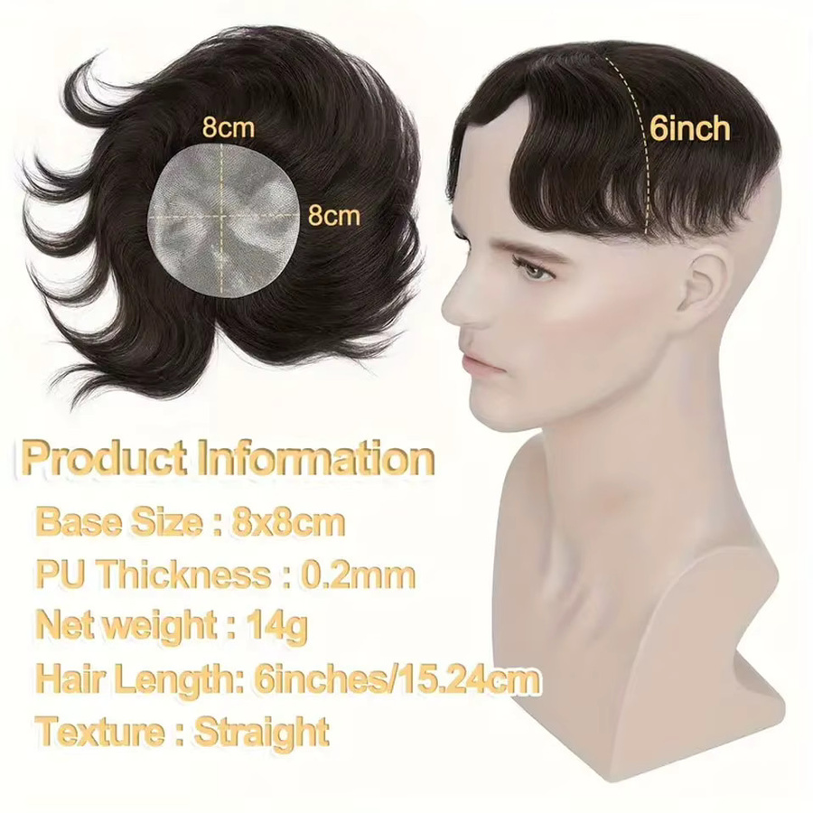 s-noilite Haar Patch Toupet für Männer, 100 % Remy Echthaar, PU - Bild 6