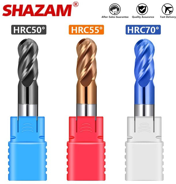 Shazam 4-Flöten-Kugelfräser aus Wolframcarbid für CNC-Fräswerkzeuge mit Radius 0,5 mm bis 6,0 mm - Bild 1