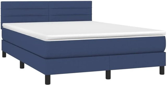 vidaXL Boxspringbett Hybrid mit Matratze und LED-Beleuchtung in Blau und Weiß, B/T: 140 x 200 cm - Bild 1