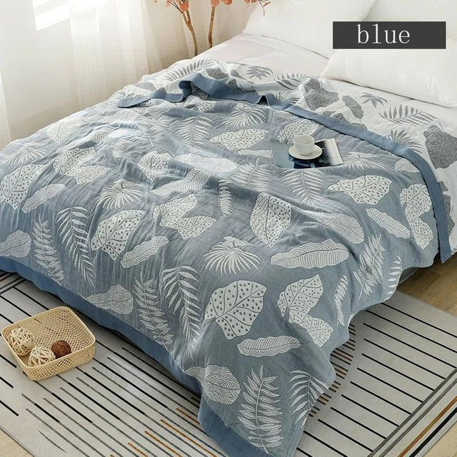 Nordische Überwurfdecke aus Baumwollgaze von Your Warm Home in Blau mit Boho-Design, B/B: 200 x 230 cm - Bild 1