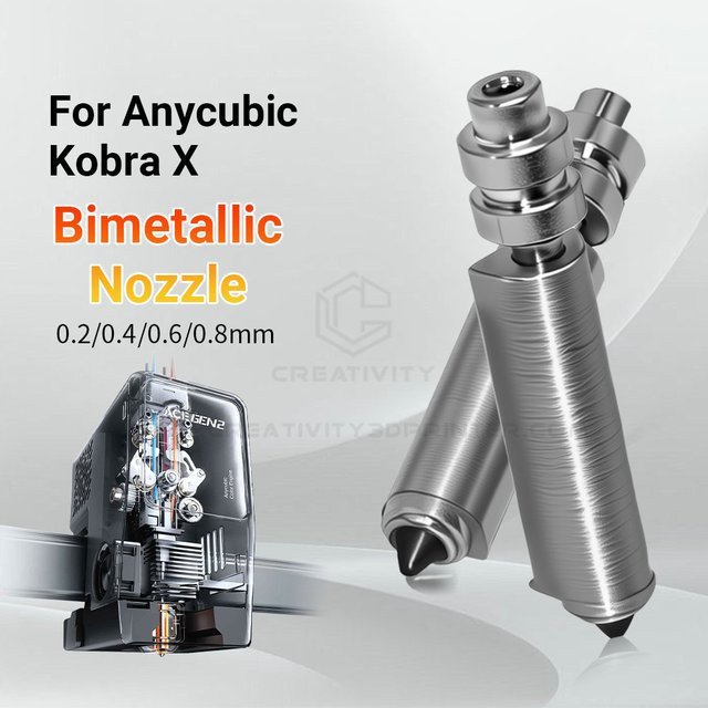Anycubic Bimetallisches Hartstahl-Düsen-Set in Silber für Anycubic Kobra X und KX Combo 3D-Drucker, Durchmesser: 0,2 mm, 0,4 mm, 0,6 mm und 0,8 mm - Bild 1