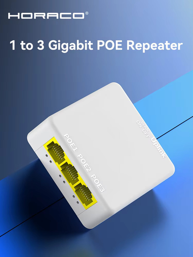 HORACO 4 Port Gigabit PoE Extender 1000M Netzwerk Switch Repeater IEEE802.3af/at in Weiß - Bild 6