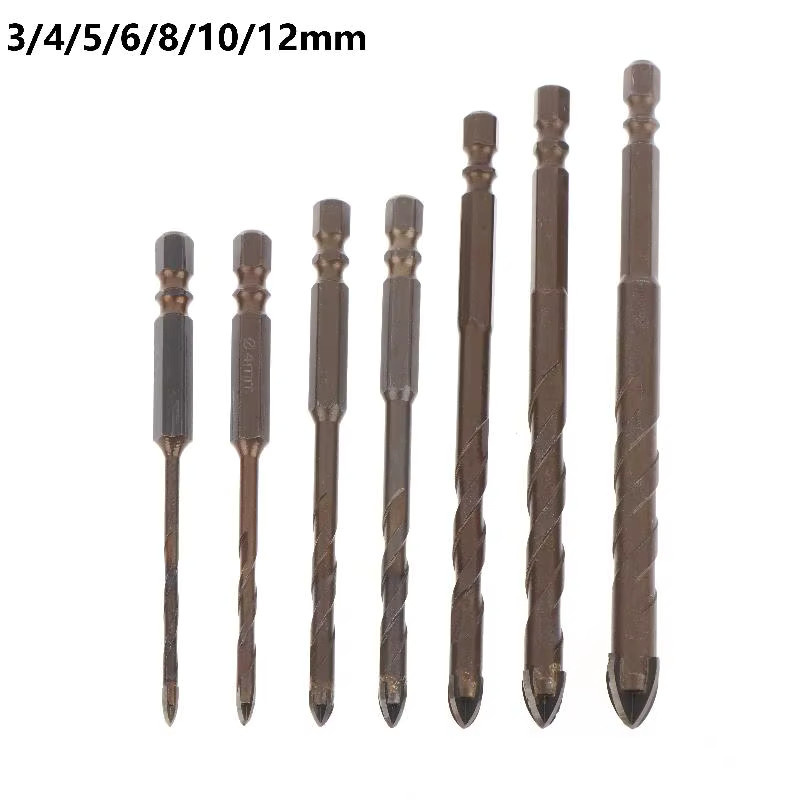 4-schneidiges Sechskant-Steinbohrer-Set aus Stahl für Glas, Beton, Keramik und Holz, 3–12 mm - Bild 3