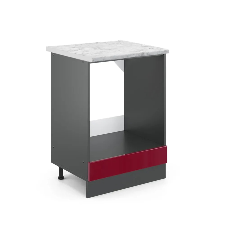 Vicco Herdbauschrank R-Line Bordeaux Hochglanz Anthrazit mit Marmor-Optik B/T/H: 60 x 46 x 81,6 cm - Bild 2
