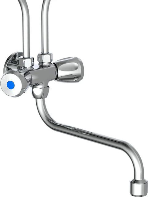 Schütte Spültischarmatur Niederdruck aus Messing in Chrom Silber, Wandmontage, Zwei-Griff-Armatur - Bild 1