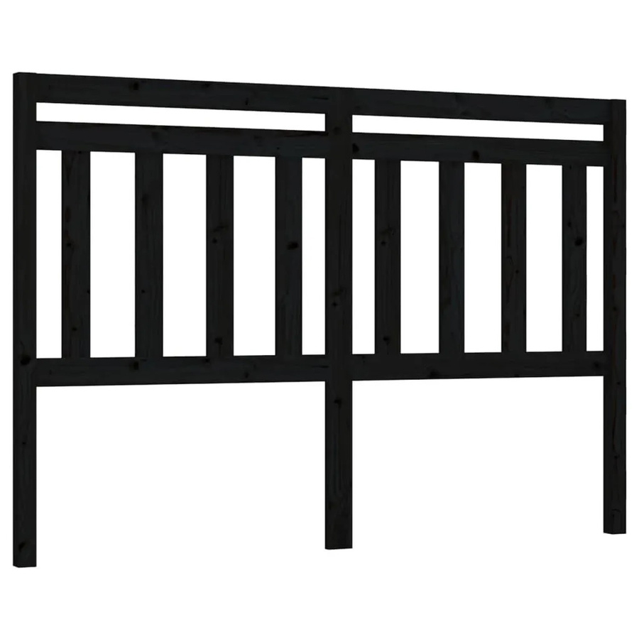 vidaXL Kopfteil aus Massivholz Kiefer in Schwarz, B: 146 cm, T: 4 cm, H: 100 cm - Bild 2