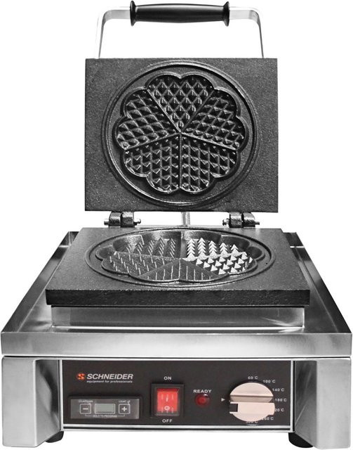 Schneider Waffeleisen Herz mit Timer aus Edelstahl in Silber, B/T/H: 30 x 42 x 29,5 cm - Bild 1