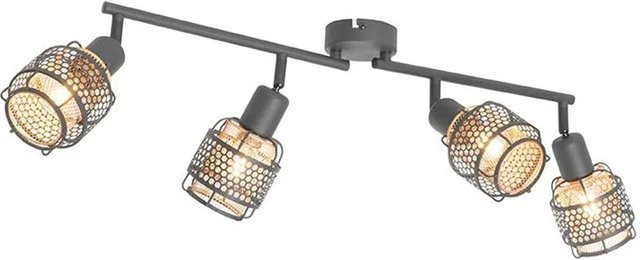 QAZQA Design Deckenleuchte Noud in Schwarz und Gold, rechteckig mit 4 Flammmen, dimmbar, E14 - Bild 1
