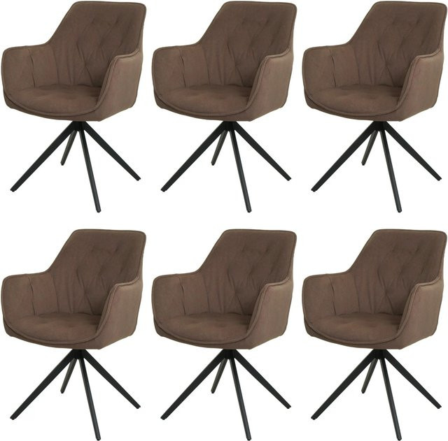 CHEFGASTRO Esszimmerstuhl 6er-Set in Braun aus Stoff und Metall, H x B x T: 87 x 55 x 60 cm, Sitzhöhe: 48 cm - Bild 1
