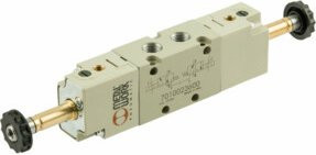 Riegler 2x3/2-Wegeventil, elektrisch betätigt, externe Steuerung, monostabil, G 1/8, NC-NO, Silber - Bild 1