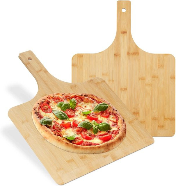 Relaxdays Pizzaschieber aus Bambus in Natur, 2er Set, Breite: 50 cm, Tiefe: 38 cm - Bild 1
