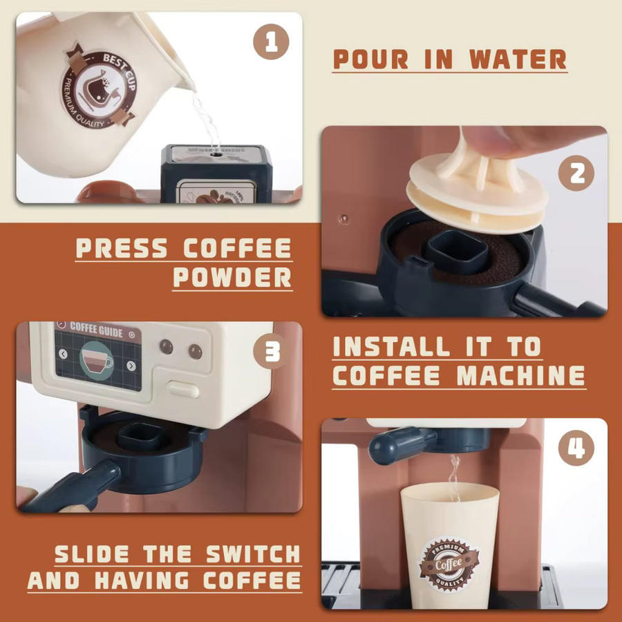 MSFTOYS Kaffeemaschine Spielzeug Set mit Lebensmittel-Simulation und Registrierkasse in Mehrfarbig - Bild 2