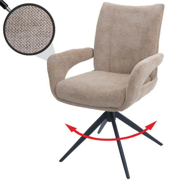 Esszimmerstuhl MCW-O78 mit Auto-Return in Hellbraun aus Textil Chenille - Bild 1